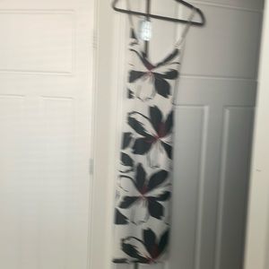 Black, white and red flower long Esprit dress